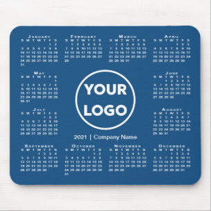 Einfaches 2021-Calendar-Business-Logo auf blau Mousepad