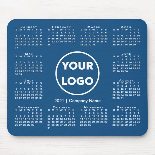 Einfaches 2021-Calendar-Business-Logo auf blau Mousepad (Vorne)