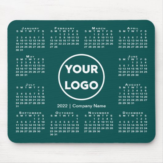 Einfaches 2022-Calendar-Business-Logo auf blau-grü Mousepad (Vorne)