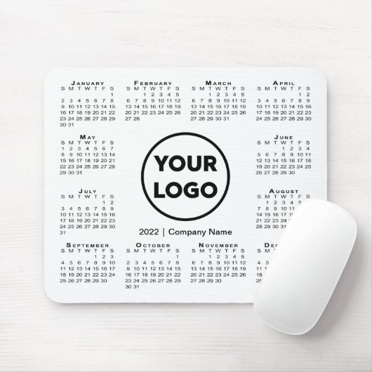 Einfaches 2022-Calendar-Firmenlogo Weiß Mousepad (Mit Mouse)