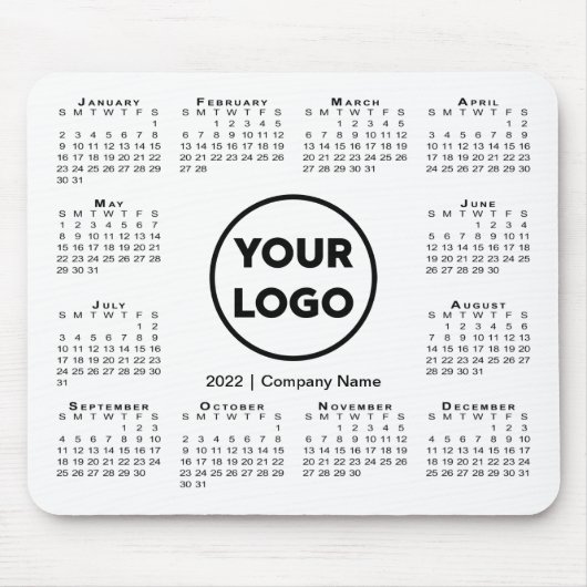 Einfaches 2022-Calendar-Firmenlogo Weiß Mousepad (Vorne)