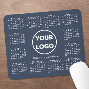 Einfaches 2025-Calendar-Business-Logo auf Navy Blu Mousepad