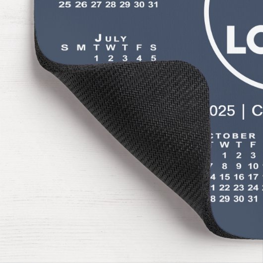 Einfaches 2025-Calendar-Business-Logo auf Navy Blu Mousepad (Ecke)