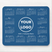 Einfaches 2026-Kalender-Geschäftslogo auf Blau Mousepad (Vorne)