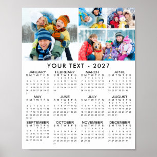 Einfaches 2026-Kalender-Poster für 4-Foto-Collage Poster
