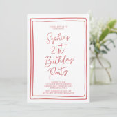 Einfaches 21. Geburtstag Handgeschriebenes Skript Einladung (Stehend Vorderseite)