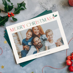 Einfaches 2-Foto-farbenfrohes Frohe Weihnachten