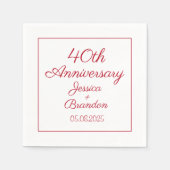 Einfaches 40. Red Ruby Wedding Jubiläum Serviette (Vorderseite)