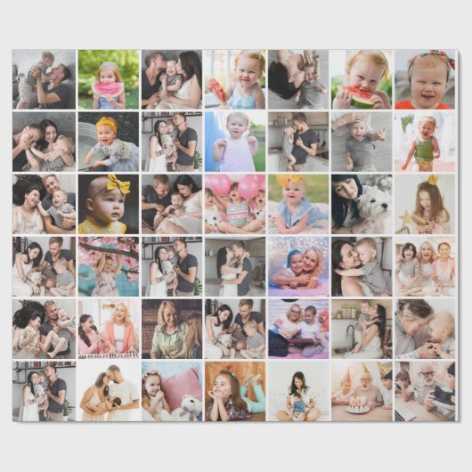 Einfaches 42-Foto Collage Wrapping Paper Geschenkpapier (Flach)