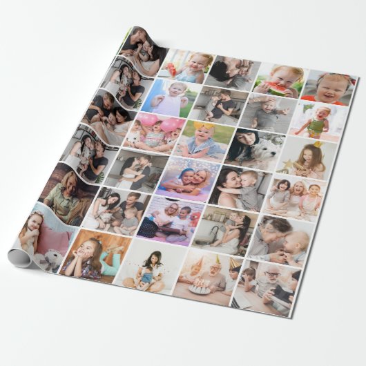 Einfaches 42-Foto Collage Wrapping Paper Geschenkpapier (Ungerollt)