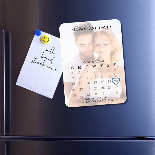 Einfaches 5-Row-Kalender-Foto Save the Date Hochze Magnet