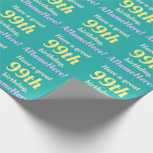 Einfaches 99. Geburtstagspapier Geschenkpapier (Ecke)
