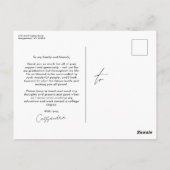 Einfaches Abschluss danke Foto Postkarte (Rückseite)