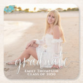 Einfaches Abschluss Foto Elegant Minimalistisch Rechteckiger Pappuntersetzer (Vorderseite)