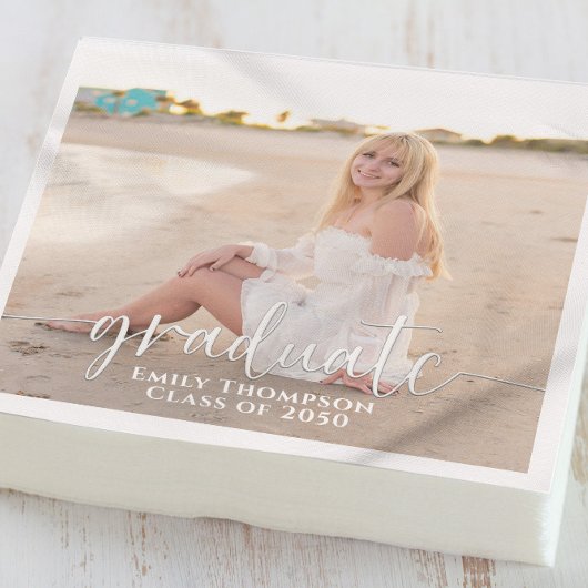 Einfaches Abschluss Foto Elegant Minimalistisch Serviette