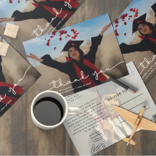 Einfaches Abschluss Foto Vielen Dank Postkarte