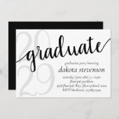 Einfaches Abschluss | Minimalistisch Schwarz/Weiß Einladung (Vorne/Hinten)