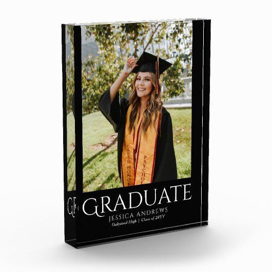 Einfaches Abschluss Stilvolles Modernes Graduate F Fotoblock (Links)