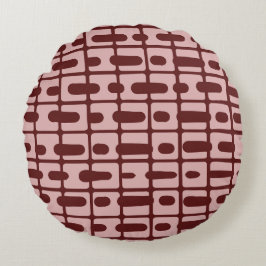 Einfaches Abstraktes Burgundy-Pink-Muster Rundes Kissen