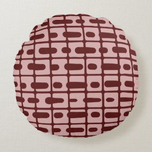 Einfaches Abstraktes Burgundy-Pink-Muster Rundes Kissen