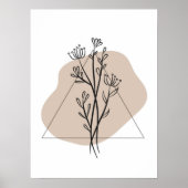 Einfaches Abstraktes Minimal Boho Style Blumenblat Poster (Vorne)