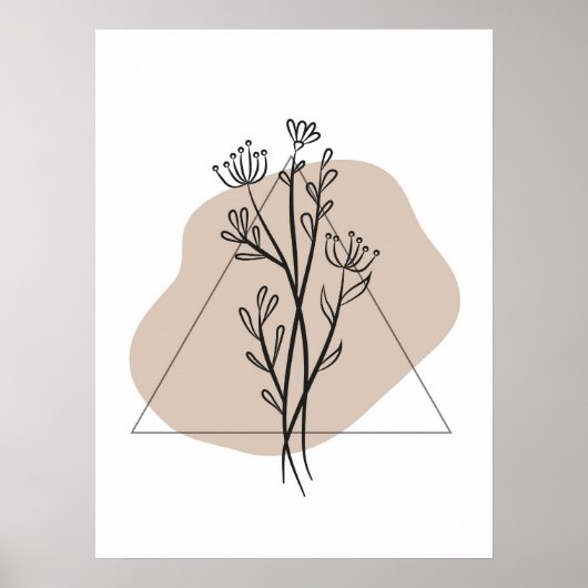 Einfaches Abstraktes Minimal Boho Style Blumenblat Poster (Vorne)