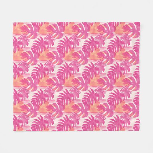 Einfaches abstraktes Muster mit Blätter von Monste Fleecedecke (Vorderseite (Horizontal))