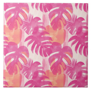 Einfaches abstraktes Muster mit Blätter von Monste Fliese