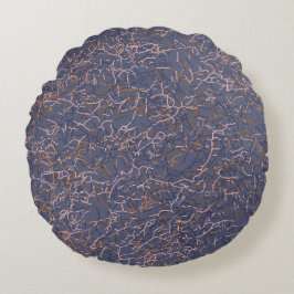 Einfaches Abstraktes Thread Art Blue Muster Rundes Kissen