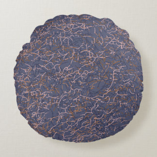 Einfaches Abstraktes Thread Art Blue Muster Rundes Kissen