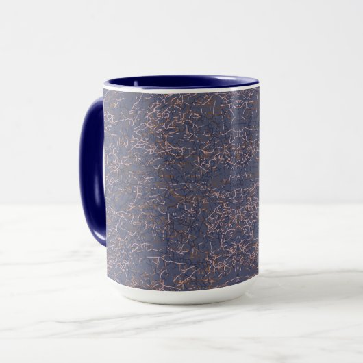 Einfaches Abstraktes Thread Art Blue Muster Tasse (Vorderseite Links)