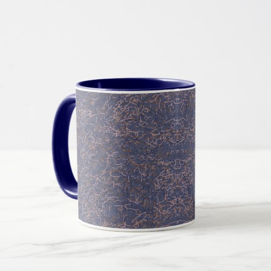 Einfaches Abstraktes Thread Art Blue Muster Tasse (Vorderseite Links)