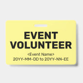 Einfaches Abzeichen "EVENT VOLUNTEER" Ausweis (Rückseite)