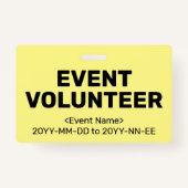 Einfaches Abzeichen "EVENT VOLUNTEER" Ausweis (Vorderseite)