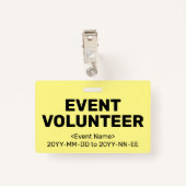 Einfaches Abzeichen "EVENT VOLUNTEER" Ausweis (Rückseite mit Klammer)