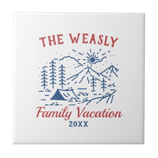 Einfaches Adventure Camping Family Road Trip Throw Fliese (Vorderseite)