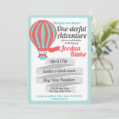 Einfaches Adventure Hot Air Ballon Einladung (Stehend Vorderseite)