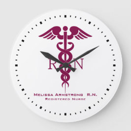 Einfaches Ambulanzbüro Red Caduceus Große Wanduhr