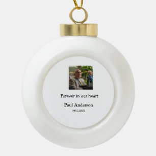 einfaches Andenken mit Foto und Text Keramik Kugel-Ornament