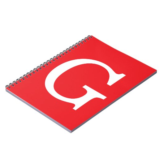 Einfaches Anfangsbuchstaben-Monogramm Rot Weiß Notizblock (Linke Seite)