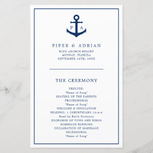 Einfaches Anker-Monogramm-nautisches Hochzeitsprog