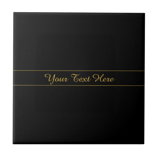 Einfaches anpassbares Gold- und Schwarz-Textdesign Fliese (Vorderseite)