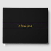 Einfaches anpassbares Gold- und Schwarz-Textdesign Gästebuch (Vorderseite)