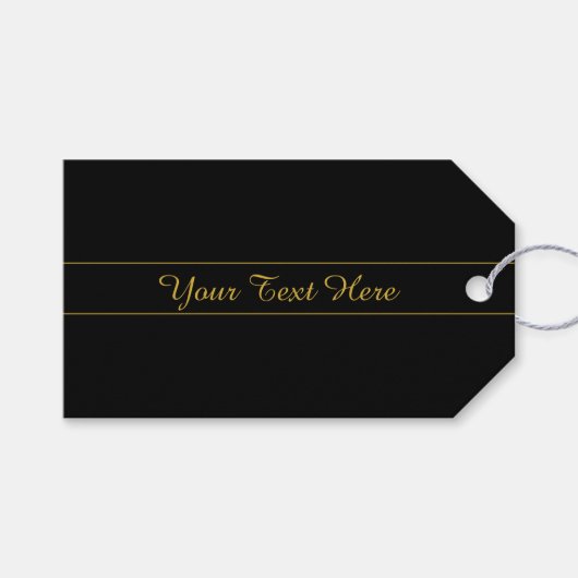 Einfaches anpassbares Gold- und Schwarz-Textdesign Geschenkanhänger (Vorderseite (Horizontal))