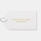 Einfaches anpassbares Gold- und Schwarz-Textdesign Geschenkanhänger (Rückseite Horizontal)