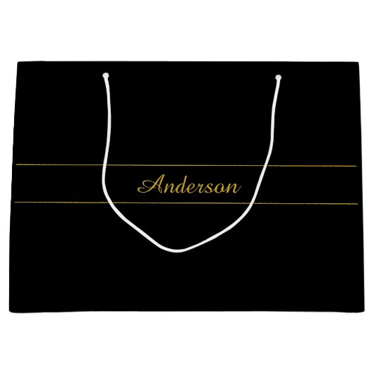 Einfaches anpassbares Gold- und Schwarz-Textdesign Große Geschenktüte (Vorderseite)