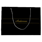 Einfaches anpassbares Gold- und Schwarz-Textdesign Große Geschenktüte (Rückseite)