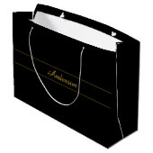 Einfaches anpassbares Gold- und Schwarz-Textdesign Große Geschenktüte (Rückseite Schrägansicht)