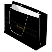Einfaches anpassbares Gold- und Schwarz-Textdesign Große Geschenktüte (Vorderseite Schrägansicht)