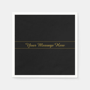 Einfaches anpassbares Gold- und Schwarz-Textdesign Serviette